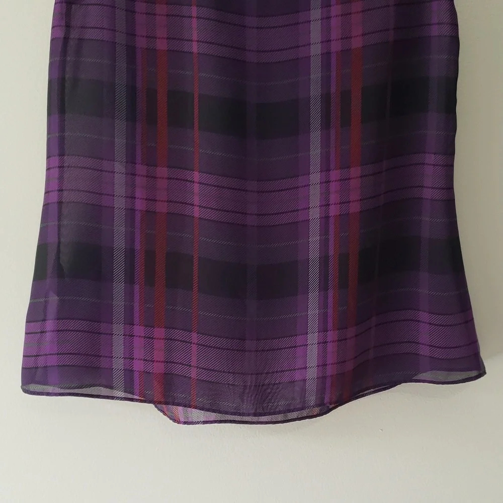 Lauren Ralph Lauren Sleeveless Plaid Blouse 4 Semi-sheer Office Career Academia - Picture 8 of 14
